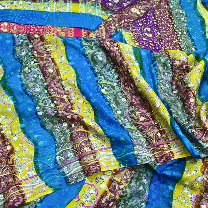 Indian Vintage Multi Blend cotton Printed Saree 5Yards Soft Floral Fabric for Dressmaking, Quilting, Crafting, Sewing, Dress Making