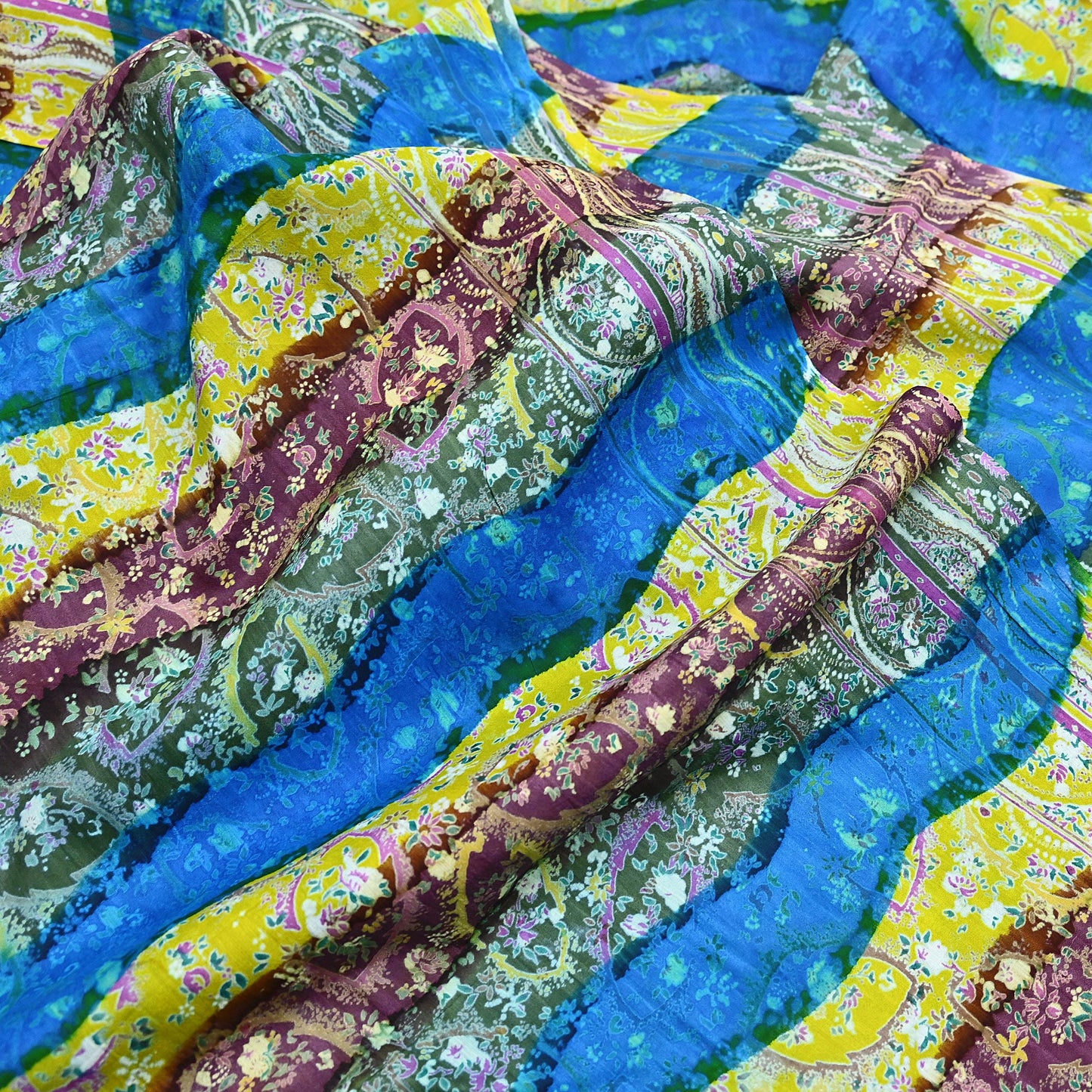 Indian Vintage Multi Blend cotton Printed Saree 5Yards Soft Floral Fabric for Dressmaking, Quilting, Crafting, Sewing, Dress Making