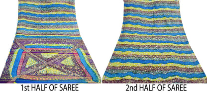 Indian Vintage Multi Blend cotton Printed Saree 5Yards Soft Floral Fabric for Dressmaking, Quilting, Crafting, Sewing, Dress Making