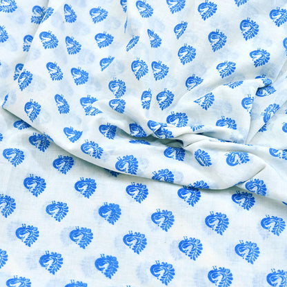 Indian Vintage Sari White Block Printed Pure Cotton Sarees Craft Fabric Soft 5Yd Sewing Sarong Wrap Boho Paisley Dress making Quilting