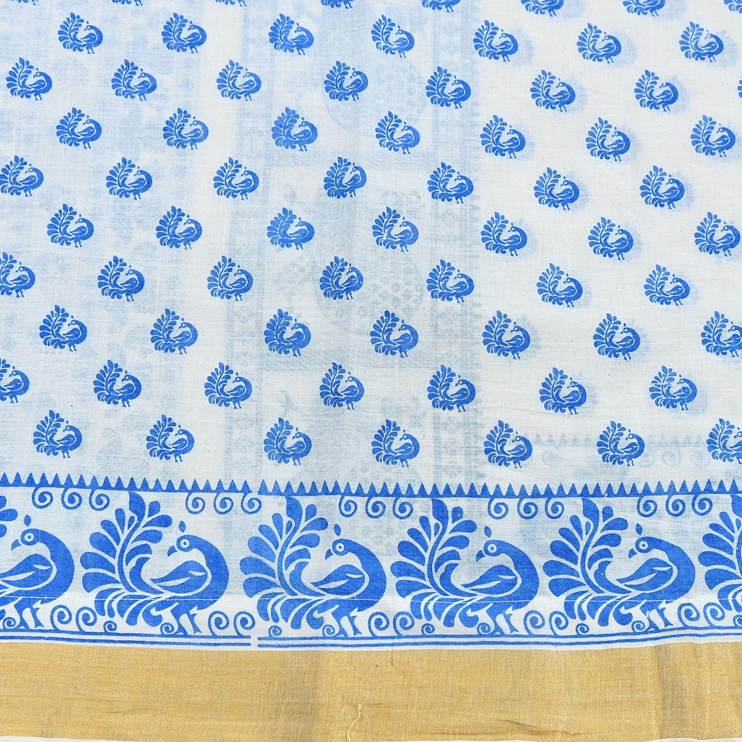 Indian Vintage Sari White Block Printed Pure Cotton Sarees Craft Fabric Soft 5Yd Sewing Sarong Wrap Boho Paisley Dress making Quilting