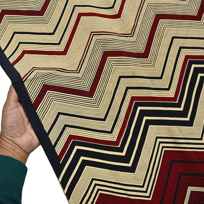 Indian Vintage Sari Beige & Black Pure Crepe Silk Printed Saree 5yard Sewing Floral Soft Craft Fabric Wrap Crafting Quilting Upcycle