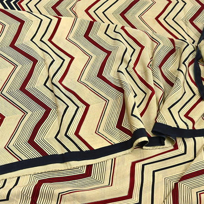 Indian Vintage Sari Beige & Black Pure Crepe Silk Printed Saree 5yard Sewing Floral Soft Craft Fabric Wrap Crafting Quilting Upcycle