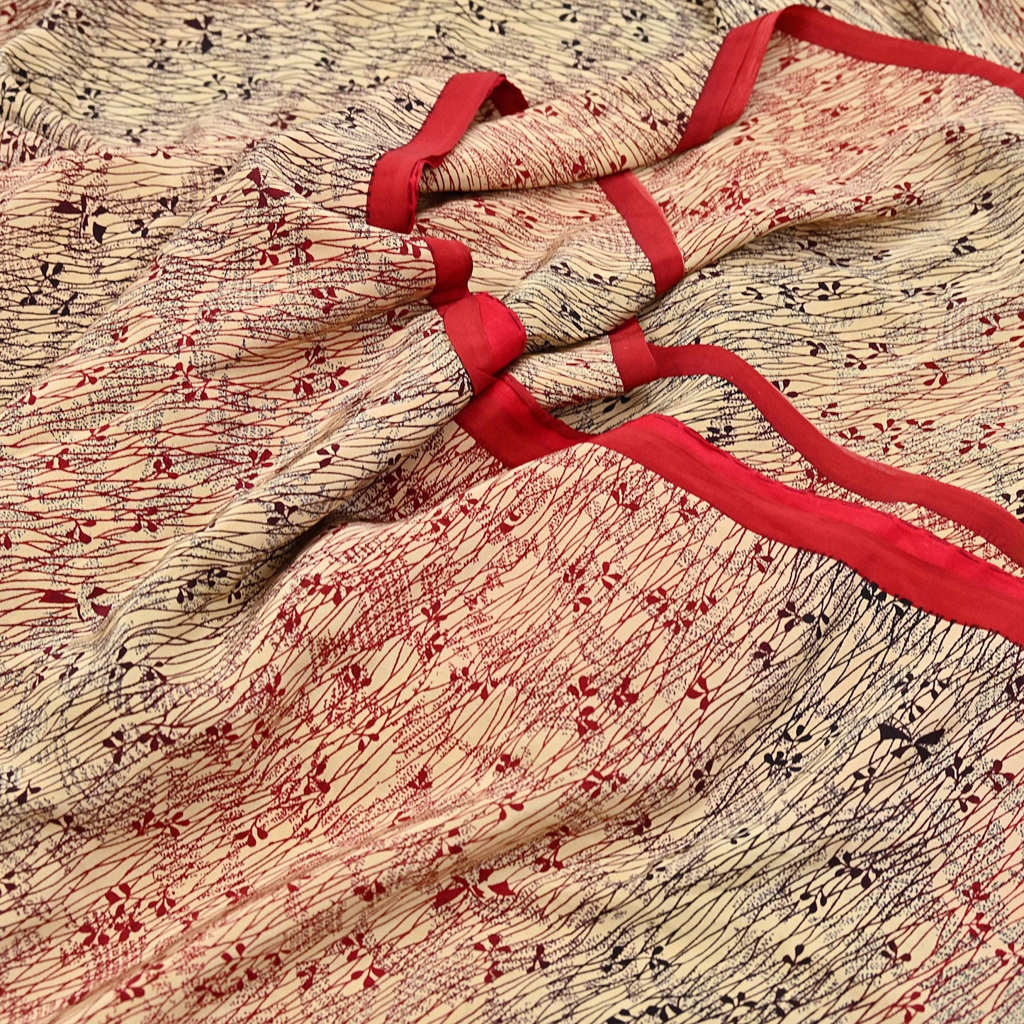 Indian Vintage Sari Beige & Multi Pure Crepe Silk Printed Saree 6yard Sewing Floral Soft Craft Fabric Wrap Crafting Quilting Upcycle