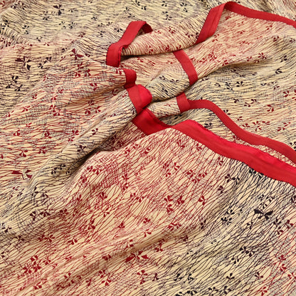 Indian Vintage Sari Beige & Multi Pure Crepe Silk Printed Saree 6yard Sewing Floral Soft Craft Fabric Wrap Crafting Quilting Upcycle