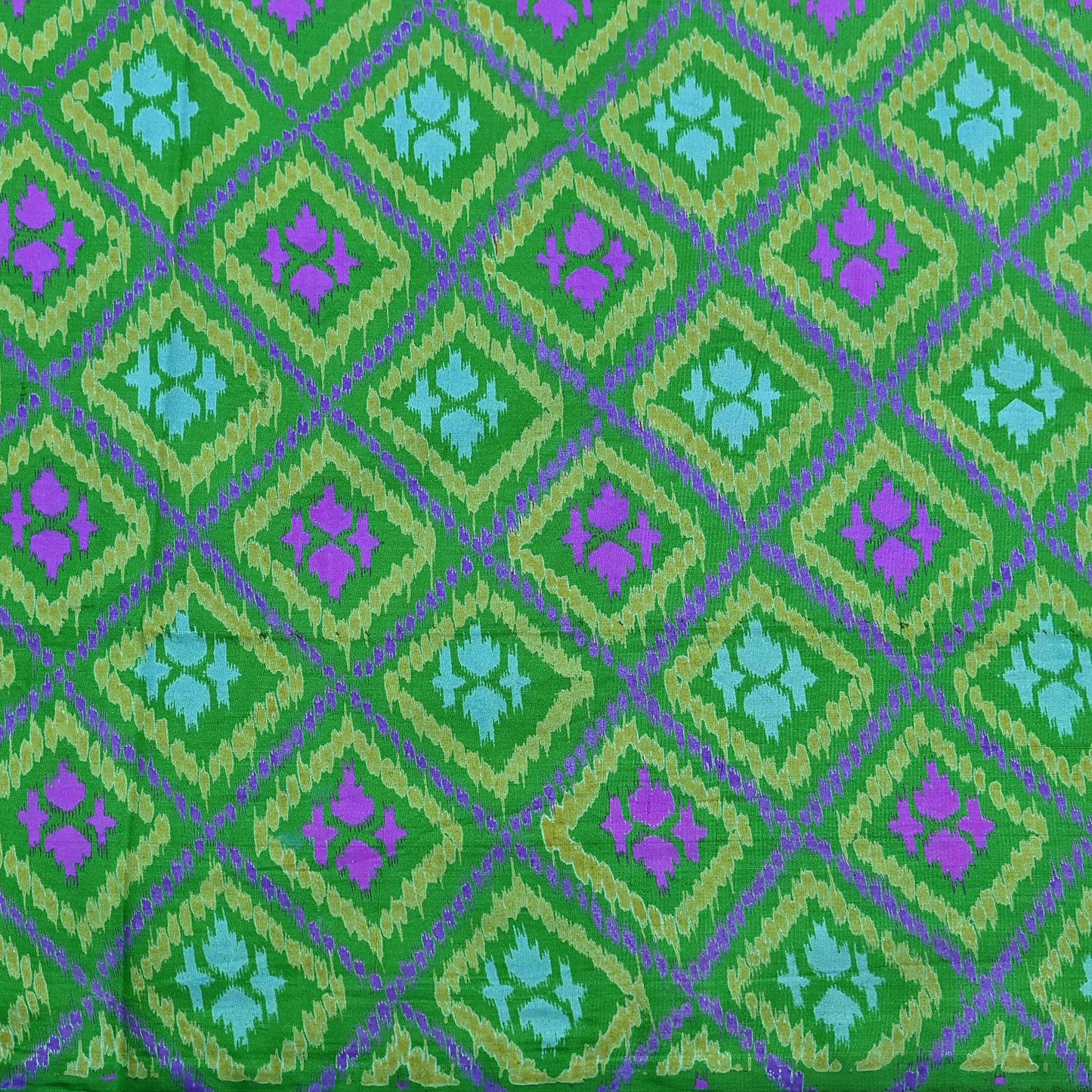 Indian Vintage Sari Green 100% Pure Silk Printed Sarees 5yd Craft Fabric Sewing Soft Dress Making Floral Quilting Crafting Upcycle