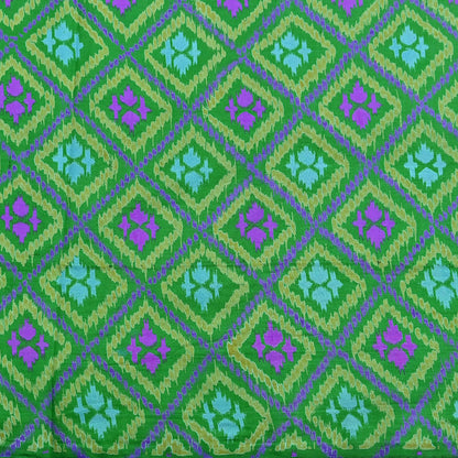 Indian Vintage Sari Green 100% Pure Silk Printed Sarees 5yd Craft Fabric Sewing Soft Dress Making Floral Quilting Crafting Upcycle