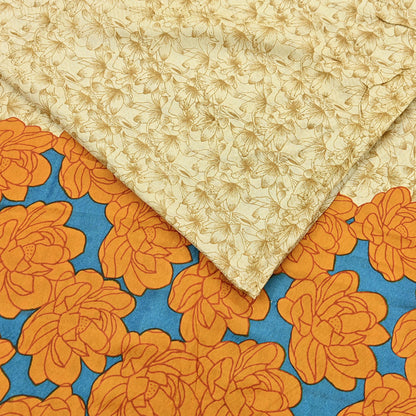 Indian Vintage Sari Beige 100% Pure Silk Printed Sarees 5yd Craft Fabric Sewing Soft Dress Making Floral Quilting Crafting Upcycle