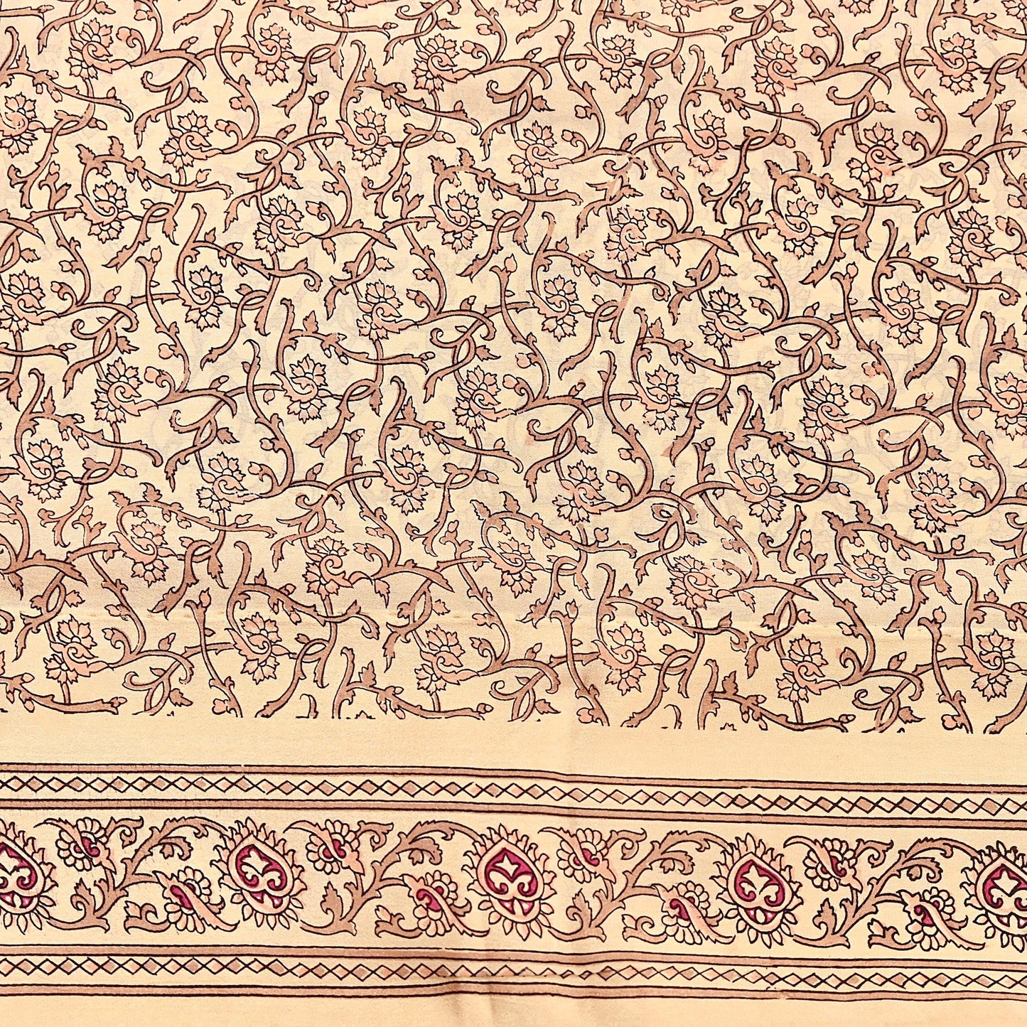 Indian Vintage Sari Beige 100% Pure Silk Printed Sarees 6yd Craft Fabric Sewing Soft Dress Making Floral Quilting Crafting Upcycle