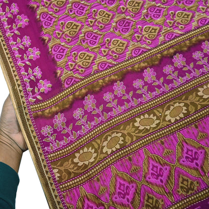 Indian Vintage Sari Green & Purple Pure Cotton Printed Sarees Craft Fabric Soft 5Yd Sarong Wrap Boho Fabric Kimono Quilting Crafting Upcycle