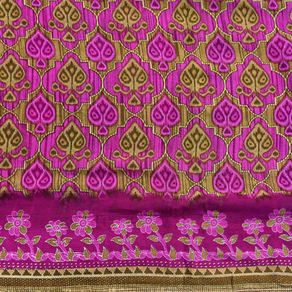 Indian Vintage Sari Green & Purple Pure Cotton Printed Sarees Craft Fabric Soft 5Yd Sarong Wrap Boho Fabric Kimono Quilting Crafting Upcycle