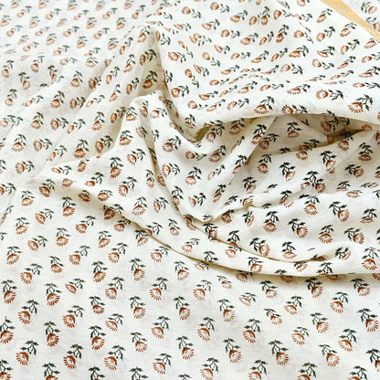 Indian Vintage Sari White bangali printed Pure Cotton Saree Craft Fabric 5Yd Sewing Sarong Wrap Boho Floral Crafting Upcycle Quilting Zari