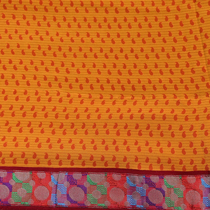 Indian Vintage Sari Saffron Pure Crepe Silk Hand Embroidered Saree 6yd Sewing Floral Craft Sequins Dress making Crafting Quilting