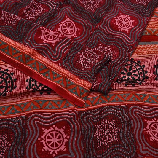 Indian Vintage Saree 100% Pure Georgette Silk Printed Sari Sewing 5yd Craft Soft Dress Designing for Crafting Floral Quilting Upcycle