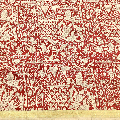 Indian Vintage Sari Rusty & Ivory 100% Pure Silk Printed Saree Craft Fabric 5yd Sewing Dress Making Soft Wrap Quilting Crafting Upcycle