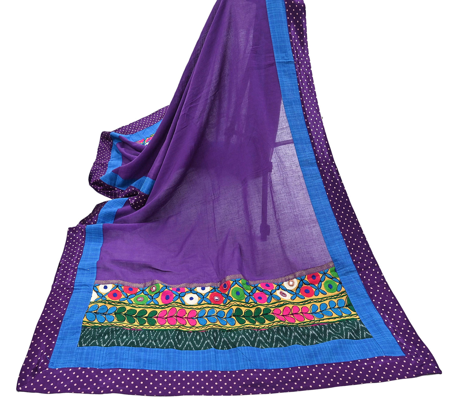 Indian Vintage Purple Dupatta Long Stole Cotton Embroidered kutch Scarves Veil Scarf Wrap