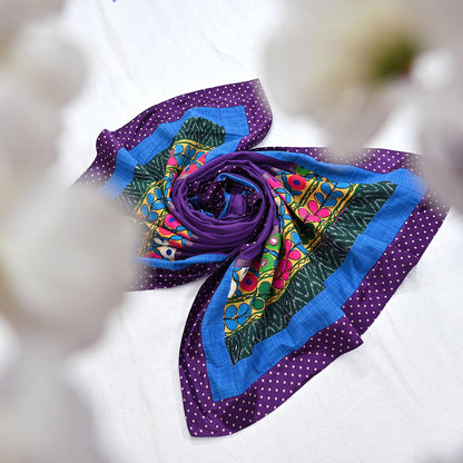 Indian Vintage Purple Dupatta Long Stole Cotton Embroidered kutch Scarves Veil Scarf Wrap