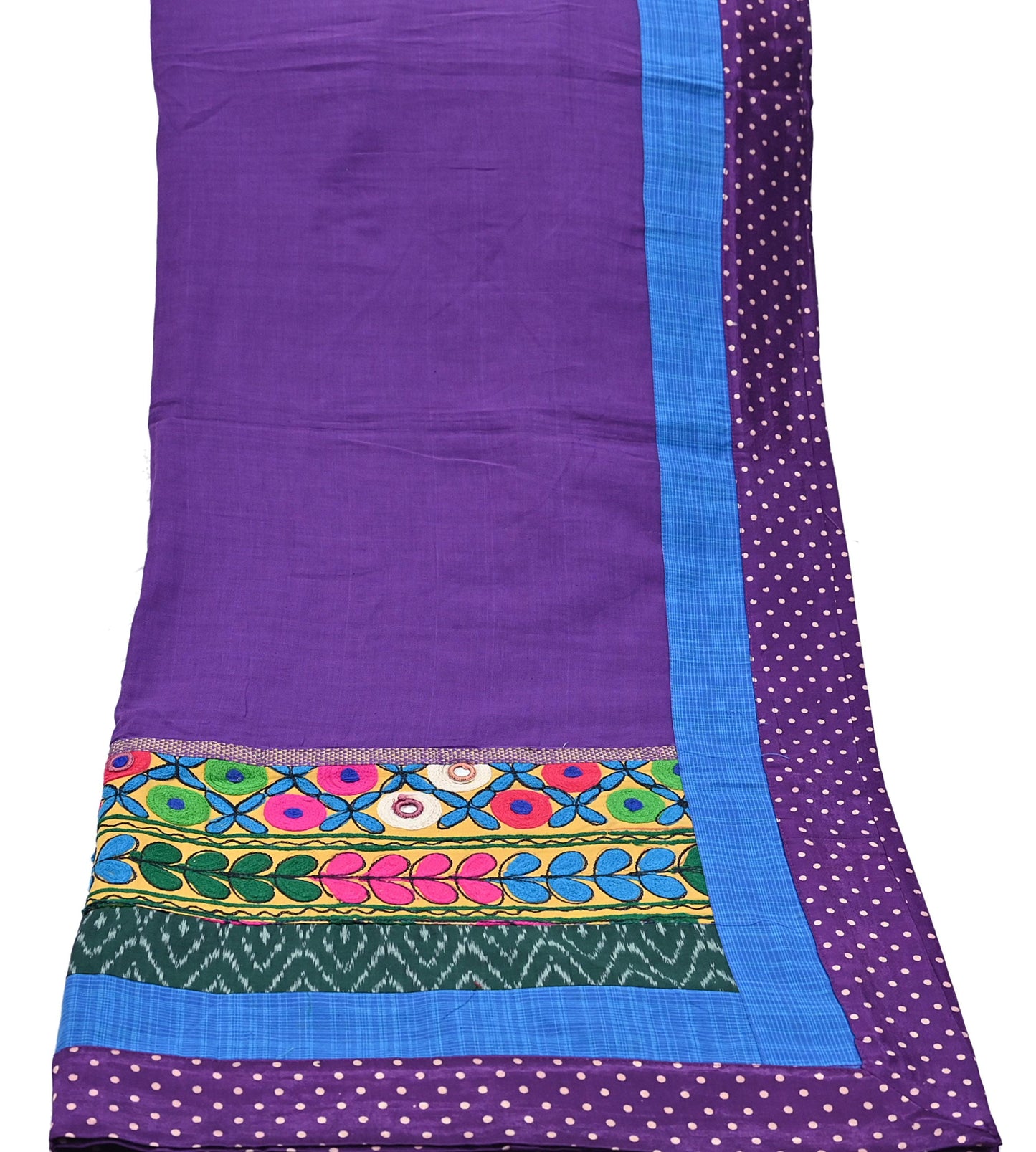 Indian Vintage Purple Dupatta Long Stole Cotton Embroidered kutch Scarves Veil Scarf Wrap