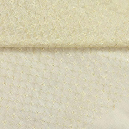 Indian new Ivory Gold Chanderi silk Embroidered Design Fabric glass beaded zari sequins Crafting Quilting Dress making Crafting