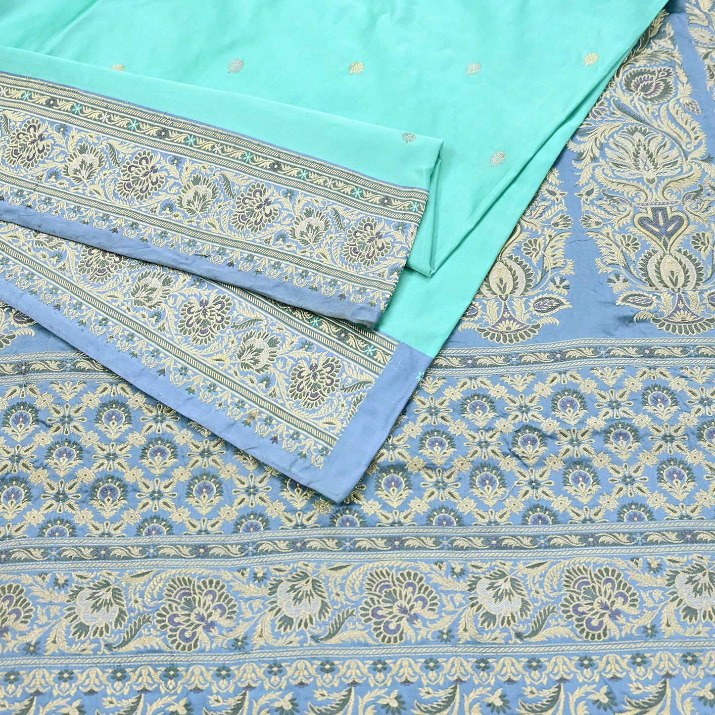 Indian Vintage Sari Heavy Pure Silk Woven Banarasi Brocade Saree Fabric 5Yd Ethnic Dress making Crafting Bollywood Dress Designing Zari