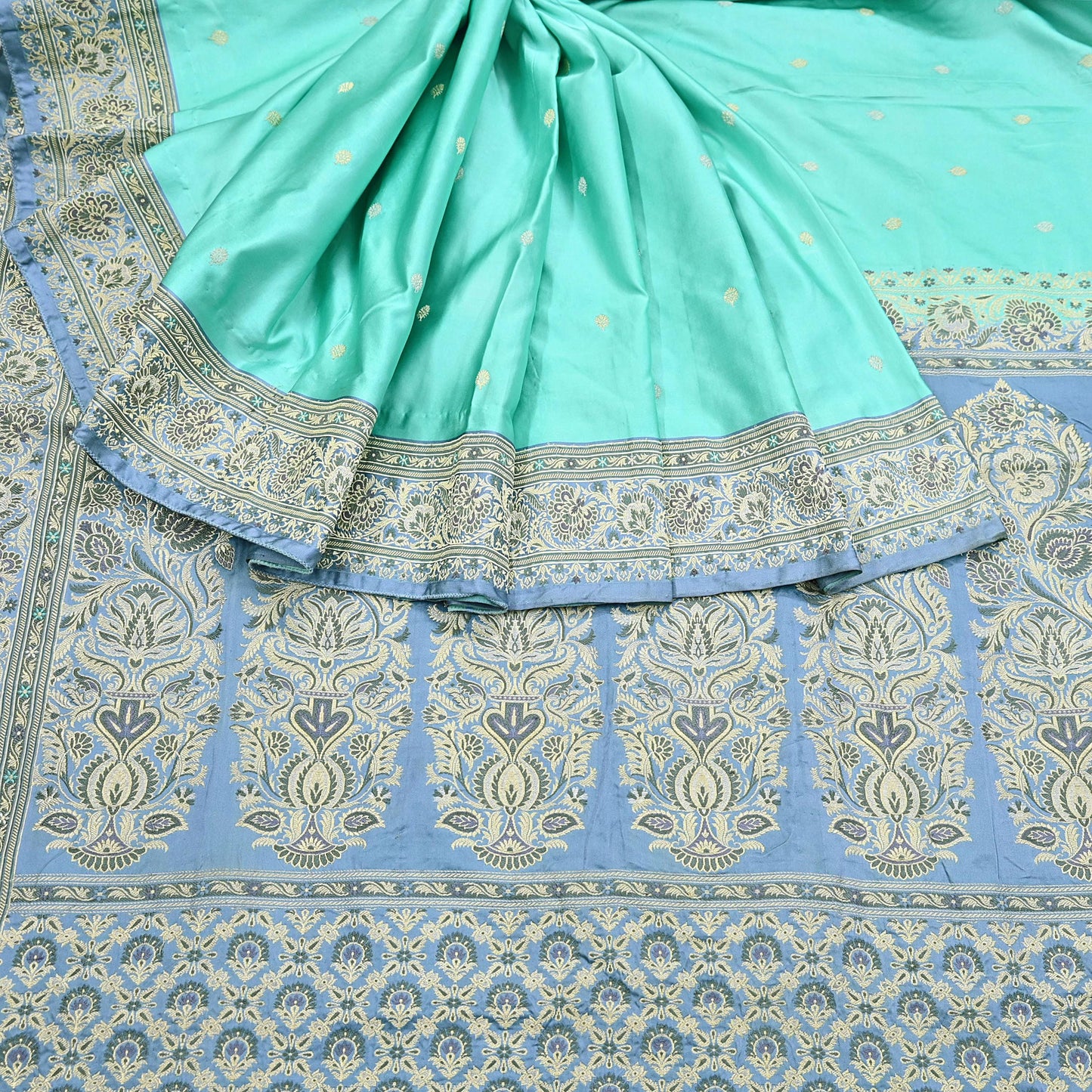 Indian Vintage Sari Heavy Pure Silk Woven Banarasi Brocade Saree Fabric 5Yd Ethnic Dress making Crafting Bollywood Dress Designing Zari