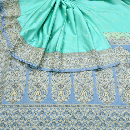 Indian Vintage Sari Heavy Pure Silk Woven Banarasi Brocade Saree Fabric 5Yd Ethnic Dress making Crafting Bollywood Dress Designing Zari
