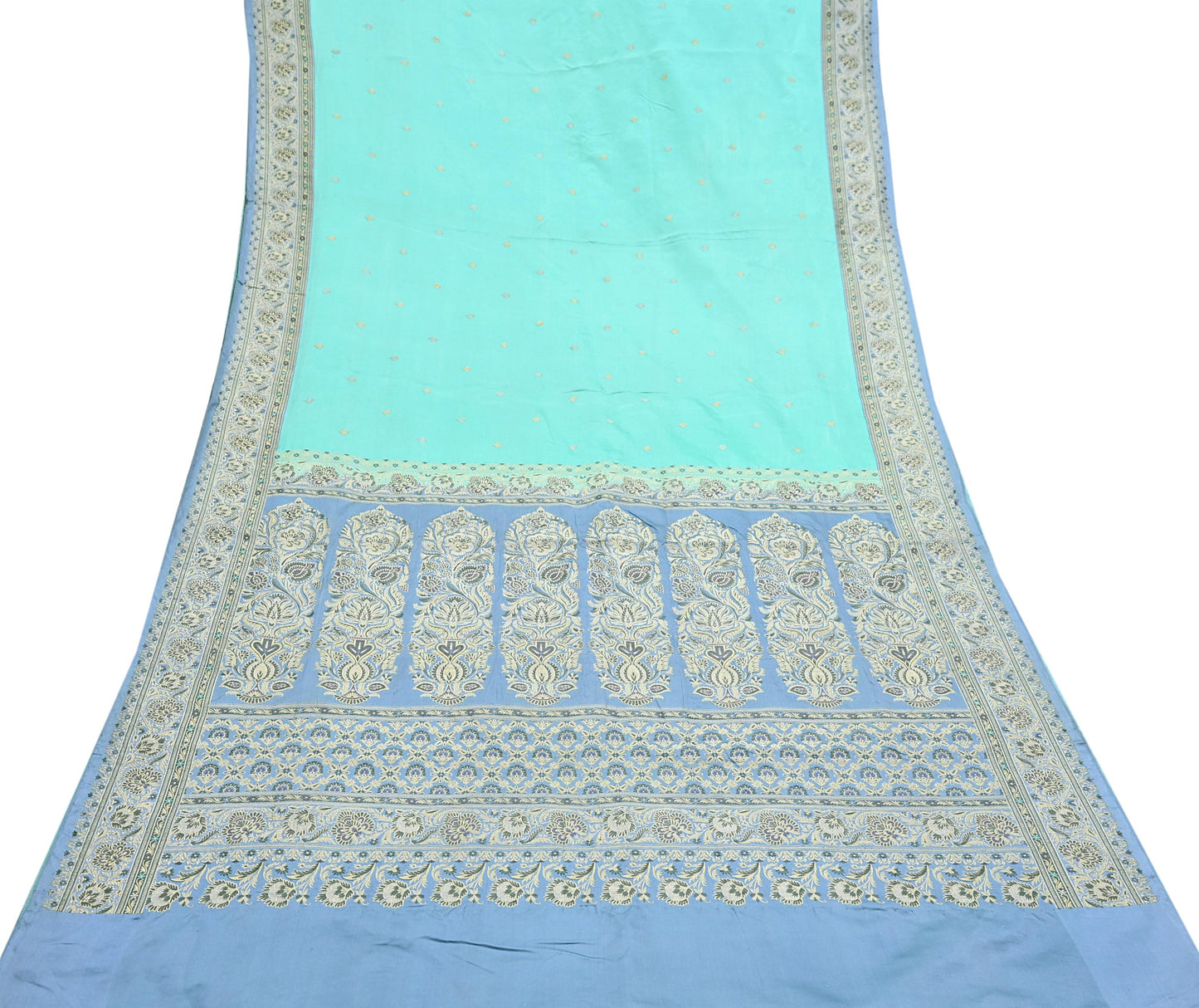 Indian Vintage Sari Heavy Pure Silk Woven Banarasi Brocade Saree Fabric 5Yd Ethnic Dress making Crafting Bollywood Dress Designing Zari