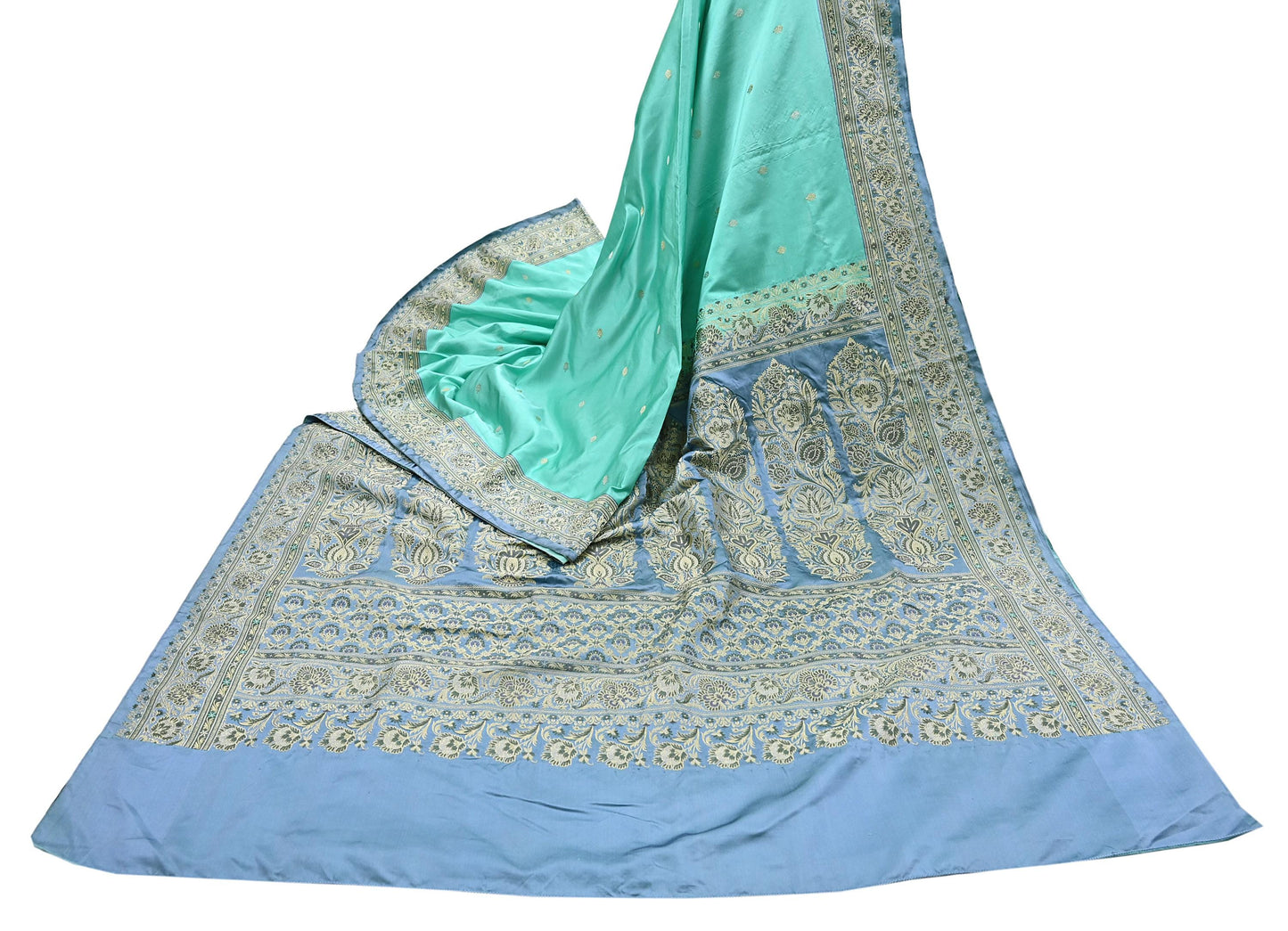 Indian Vintage Sari Heavy Pure Silk Woven Banarasi Brocade Saree Fabric 5Yd Ethnic Dress making Crafting Bollywood Dress Designing Zari