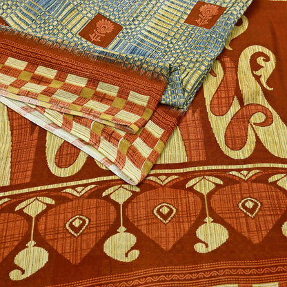 Indian Vintage Saree Printed 100% Pure Cotton Sari Craft Fabric 5Yd Soft Sewing Sarong Wrap Dress Making Quilting Crafting