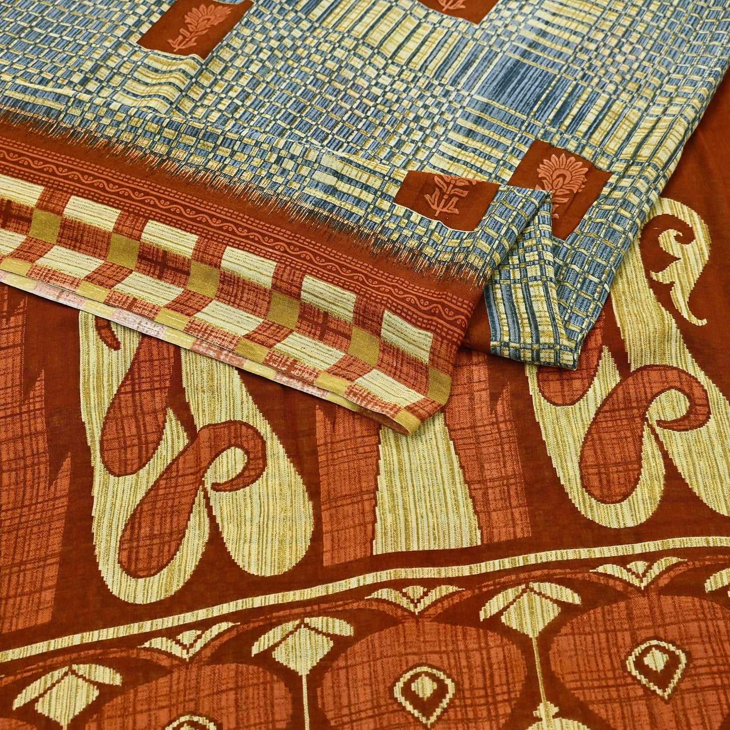 Indian Vintage Saree Printed 100% Pure Cotton Sari Craft Fabric 5Yd Soft Sewing Sarong Wrap Dress Making Quilting Crafting