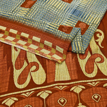Indian Vintage Saree Printed 100% Pure Cotton Sari Craft Fabric 5Yd Soft Sewing Sarong Wrap Dress Making Quilting Crafting