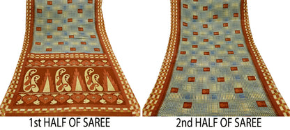 Indian Vintage Saree Printed 100% Pure Cotton Sari Craft Fabric 5Yd Soft Sewing Sarong Wrap Dress Making Quilting Crafting