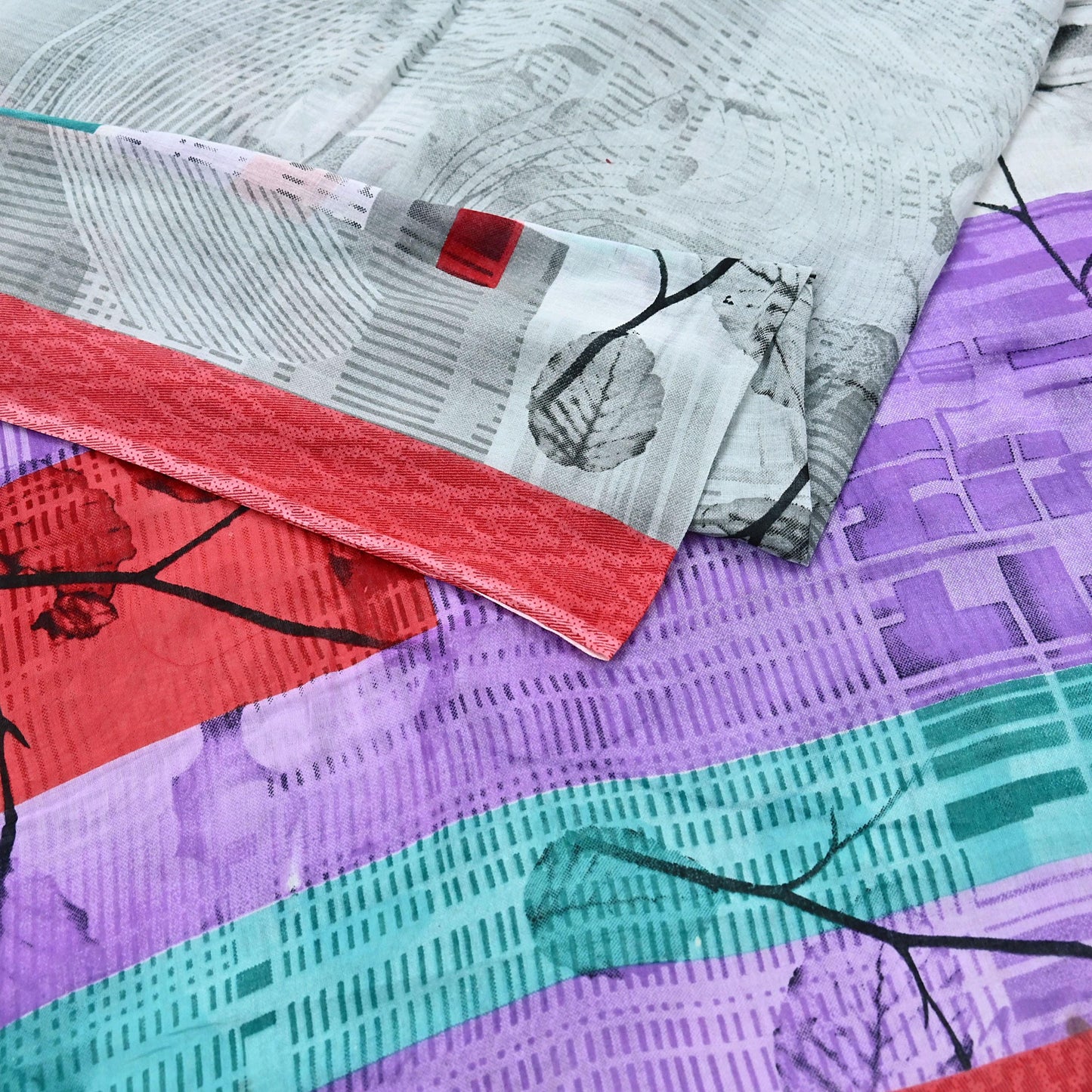 Indian Vintage Saree Printed 100% Pure Cotton Sari Craft Fabric 5Yd Soft Sewing Sarong Wrap Dress Making Quilting Crafting