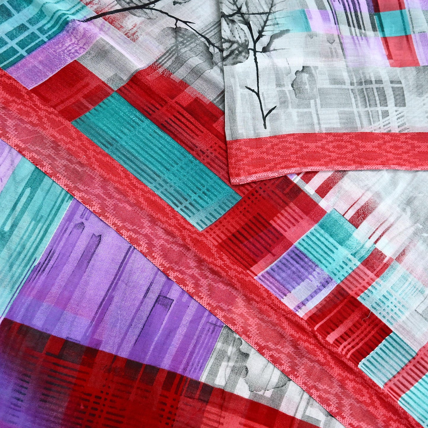 Indian Vintage Saree Printed 100% Pure Cotton Sari Craft Fabric 5Yd Soft Sewing Sarong Wrap Dress Making Quilting Crafting