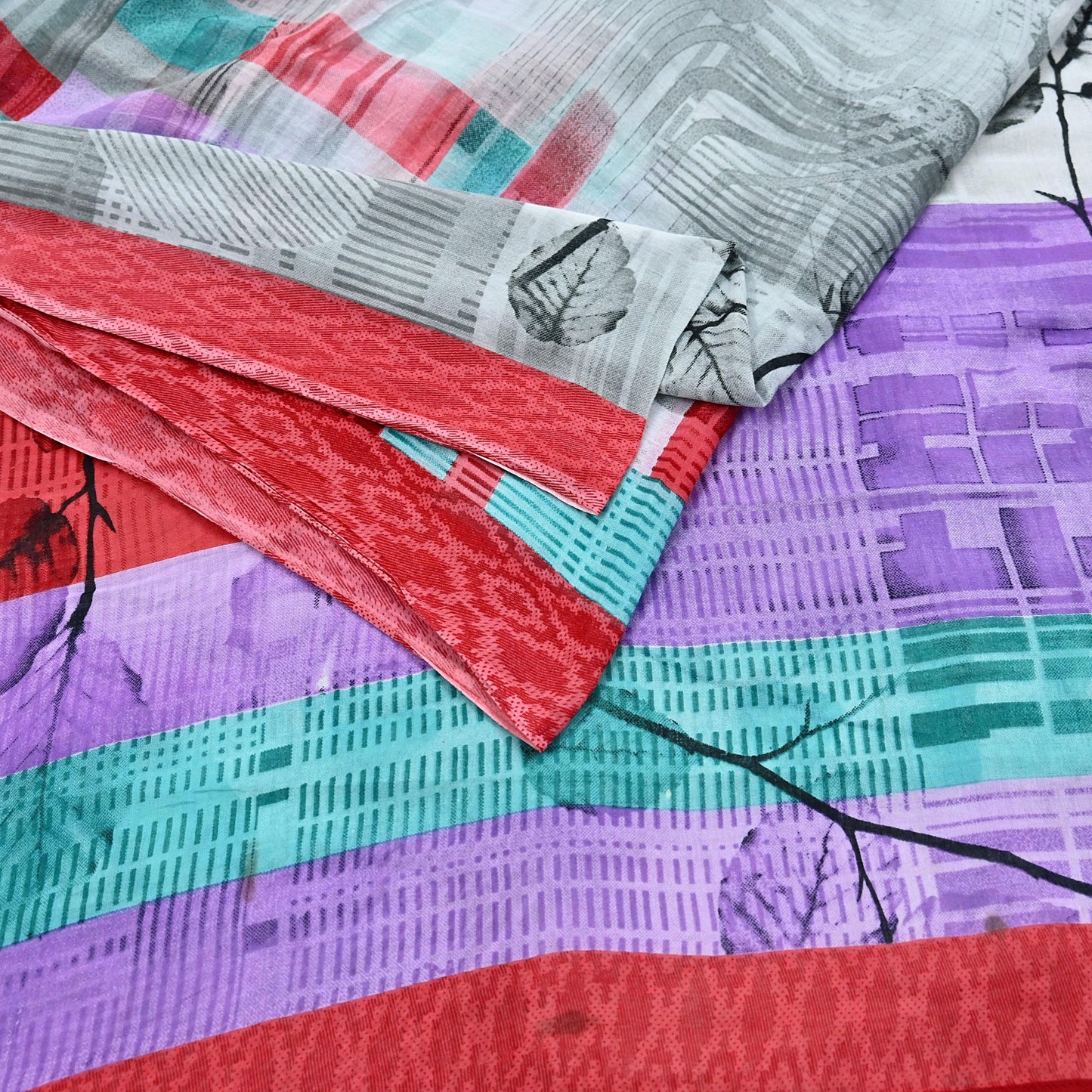 Indian Vintage Saree Printed 100% Pure Cotton Sari Craft Fabric 5Yd Soft Sewing Sarong Wrap Dress Making Quilting Crafting