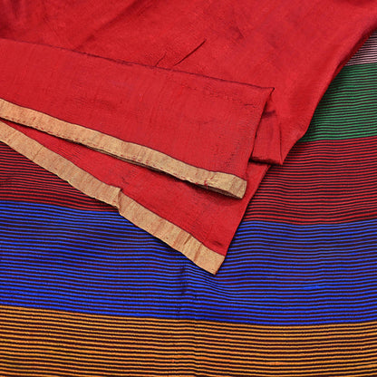 Indian Vintage Sari Red woven Sari Pure chanderi Silk Saree Craft Fabric 5Yd Floral Soft Zari Dress making For Crafting Quilting