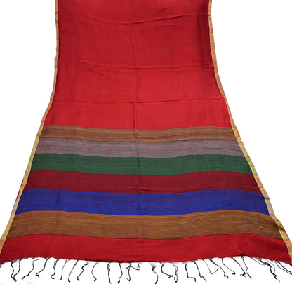 Indian Vintage Sari Red woven Sari Pure chanderi Silk Saree Craft Fabric 5Yd Floral Soft Zari Dress making For Crafting Quilting