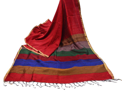Indian Vintage Sari Red woven Sari Pure chanderi Silk Saree Craft Fabric 5Yd Floral Soft Zari Dress making For Crafting Quilting