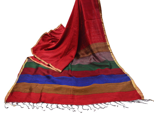 Indian Vintage Sari Red woven Sari Pure chanderi Silk Saree Craft Fabric 5Yd Floral Soft Zari Dress making For Crafting Quilting