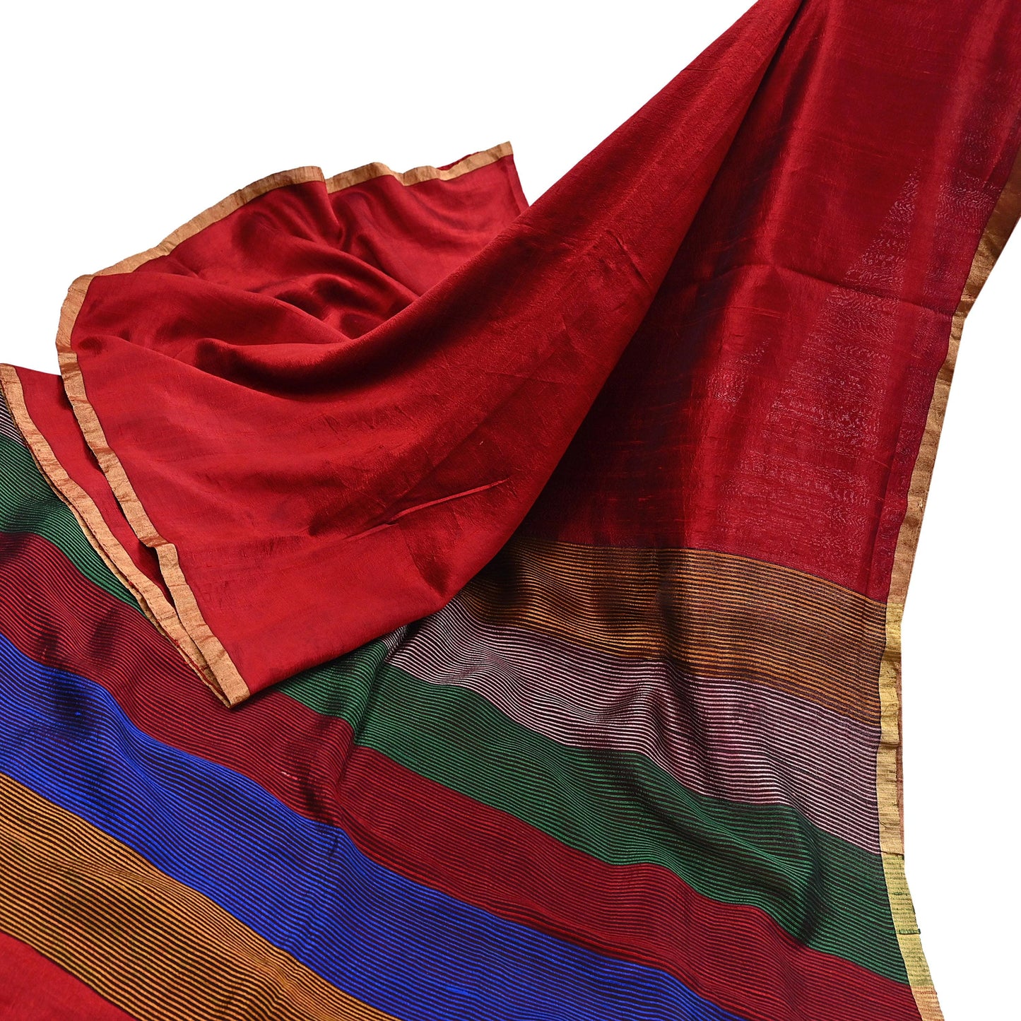 Indian Vintage Sari Red woven Sari Pure chanderi Silk Saree Craft Fabric 5Yd Floral Soft Zari Dress making For Crafting Quilting