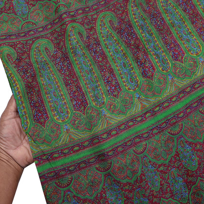 Indian Vintage Sari Green 100% Pure Silk Printed Saree Craft Fabric 6yd Sewing Dress Making Soft Wrap Quilting Crafting Upcycle