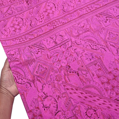 Indian Vintage Sari Pink 100% Pure Silk Printed Saree Craft Fabric 6yd Sewing Dress Making Soft Wrap Quilting Crafting Upcycle