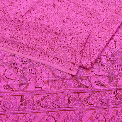 Indian Vintage Sari Pink 100% Pure Silk Printed Saree Craft Fabric 6yd Sewing Dress Making Soft Wrap Quilting Crafting Upcycle