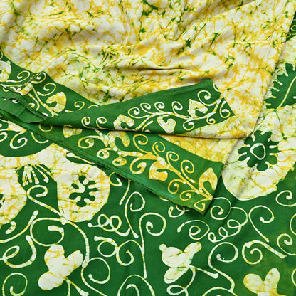 Indian Vintage Sarees Batik Printed 100% Pure Silk Sari Craft Fabric 5Yd Soft Sewing Sarong Wrap Boho Dress Making For Crafting Quilting