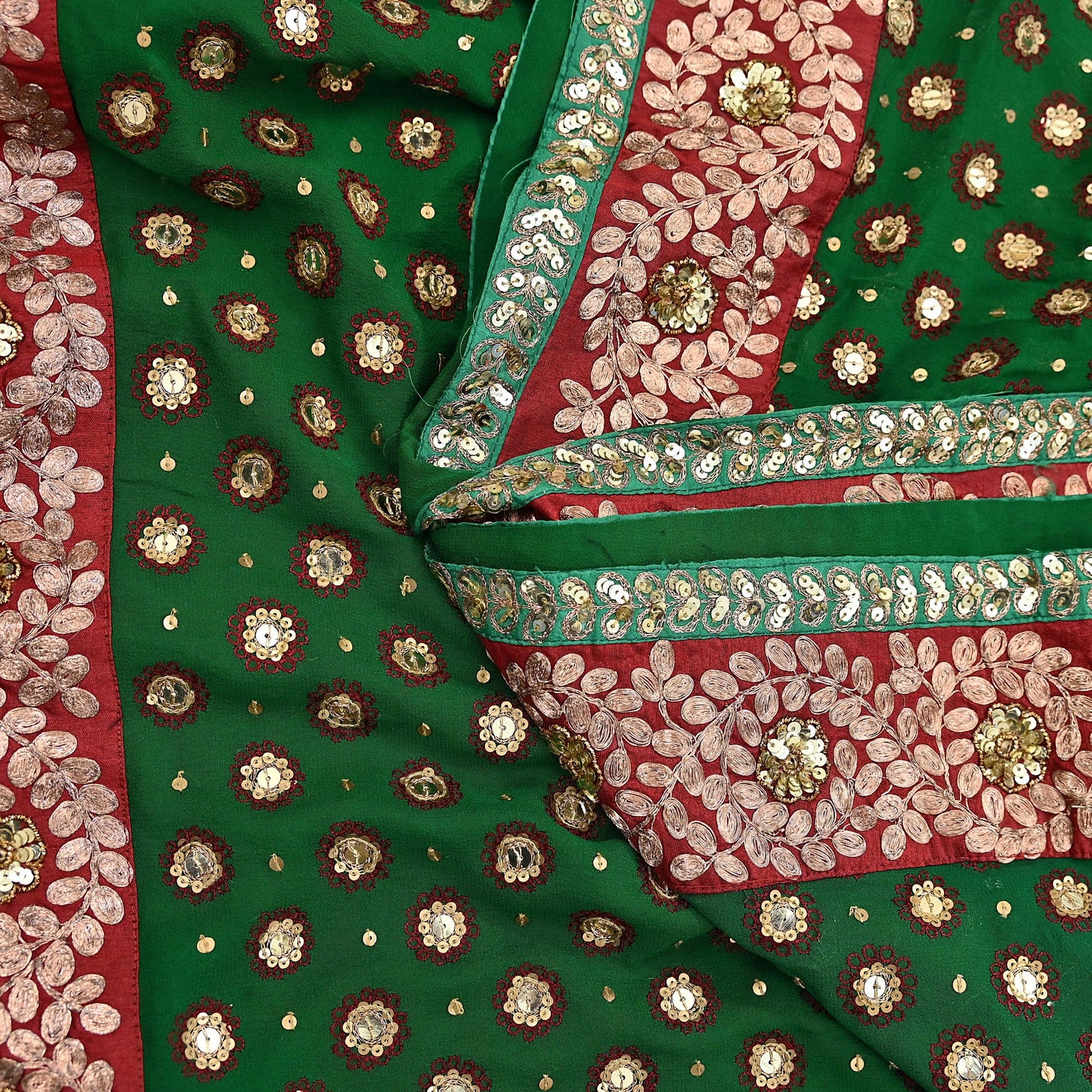 Indian Heavy Sari Green Pure Georgette Silk Hand Embroidered Sarees Designer Sabyasachi 6Yd Sewing Ethnic Bollywood party wear saree