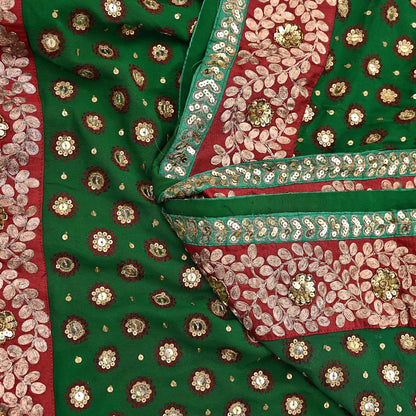 Indian Heavy Sari Green Pure Georgette Silk Hand Embroidered Sarees Designer Sabyasachi 6Yd Sewing Ethnic Bollywood party wear saree