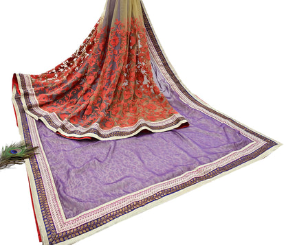 Indian New Sari White & Pink Net/Mesh Hand Embroidered Designer Sabyasachi Sarees 5yd Ethnic Zardozi/Dabka Zari With Blouse Fabric