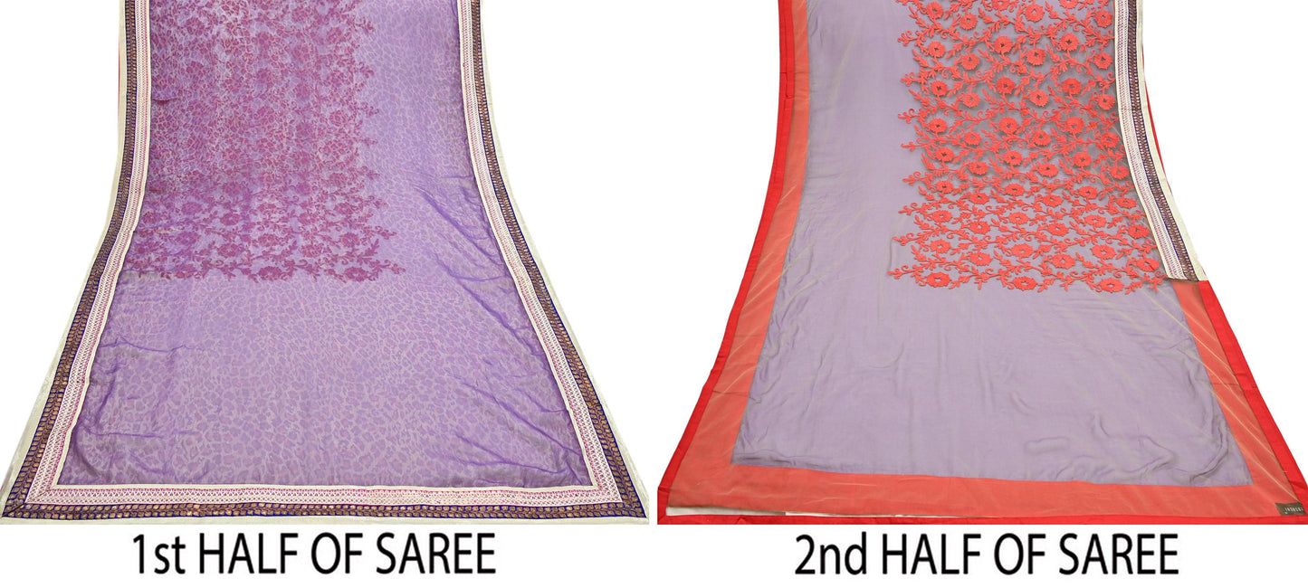 Indian New Sari White & Pink Net/Mesh Hand Embroidered Designer Sabyasachi Sarees 5yd Ethnic Zardozi/Dabka Zari With Blouse Fabric