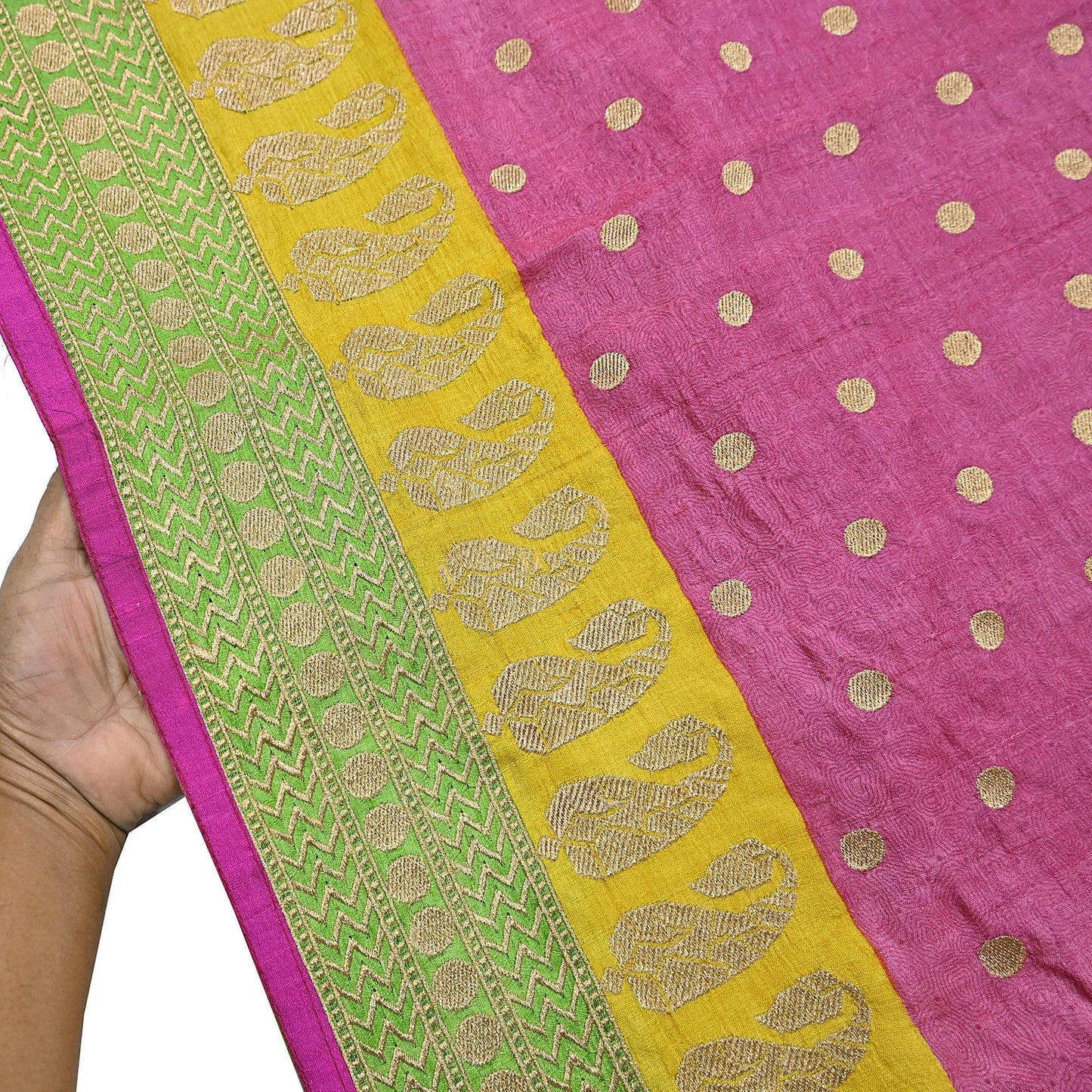Indian Vintage Saree Pink Pure Khadi Silk Handloom Hand Beaded Sari Fabric 6yard Ethnic Zari Dressmaking Crafting Upcycle Quilting