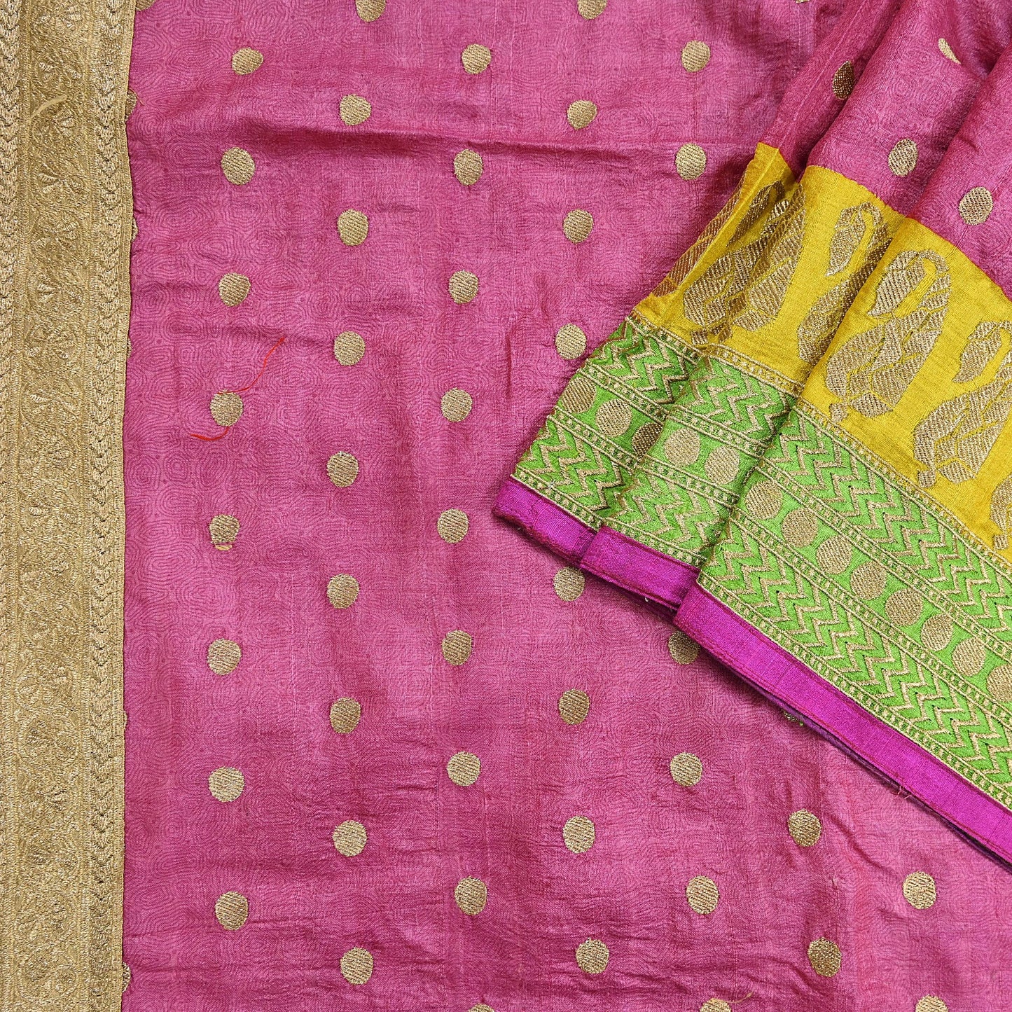 Indian Vintage Saree Pink Pure Khadi Silk Handloom Hand Beaded Sari Fabric 6yard Ethnic Zari Dressmaking Crafting Upcycle Quilting